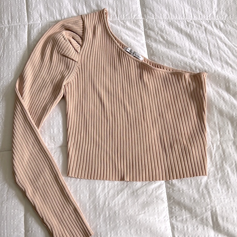 Puff Sleeve One Shoulder Top